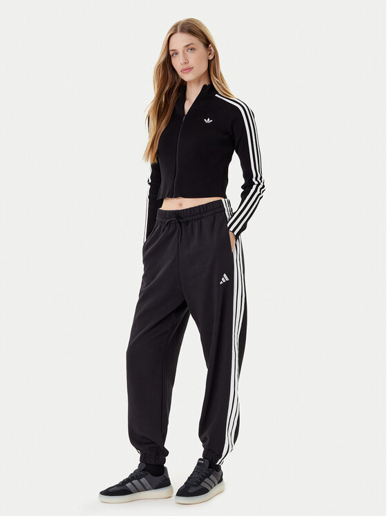 Джоггеры loose fit Essentials 3-Stripes Fleece JE1276 Adidas, чёрный — фото 2