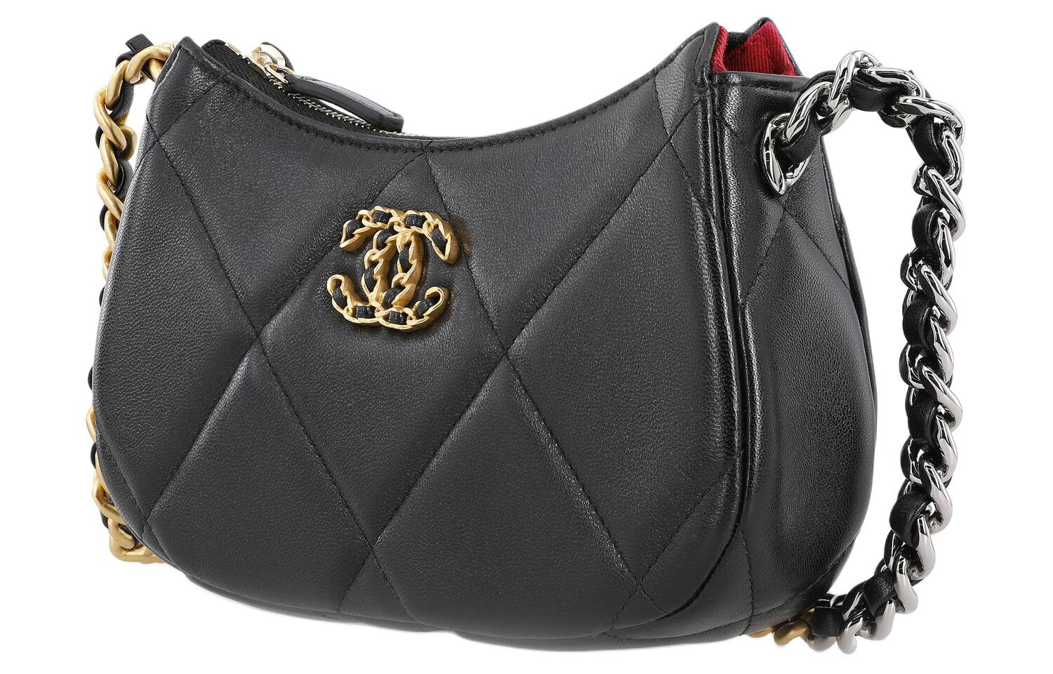 CHANEL Женская мини-сумка через плечо из овчины черная — фото 3