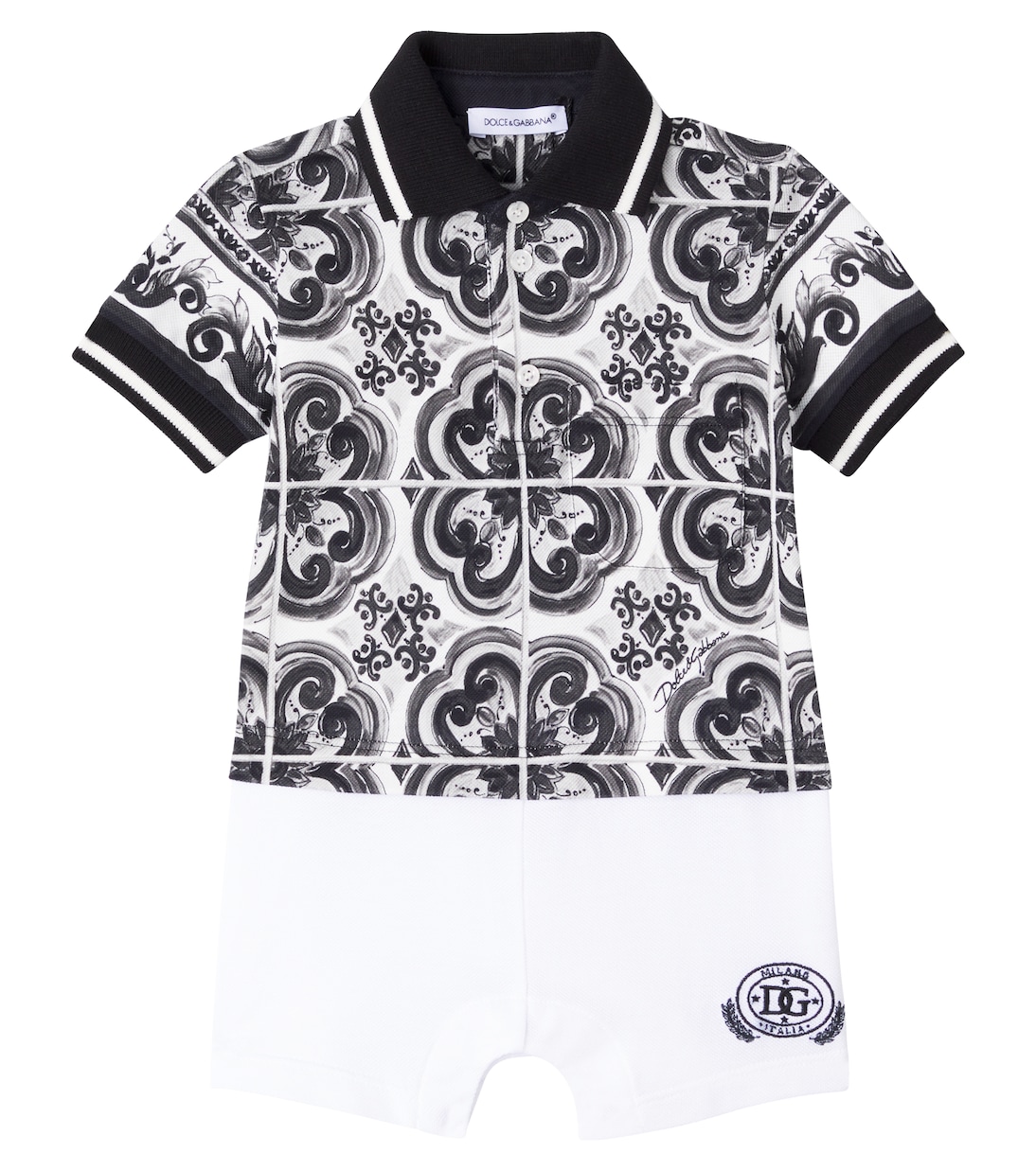 

Детский хлопковый пике комбинезон Baby Majolica Dolce&Gabbana Kids, Maiolica 3 Nero
