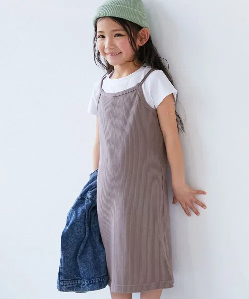 Детский комплект: комбинезон в рубчик и футболка