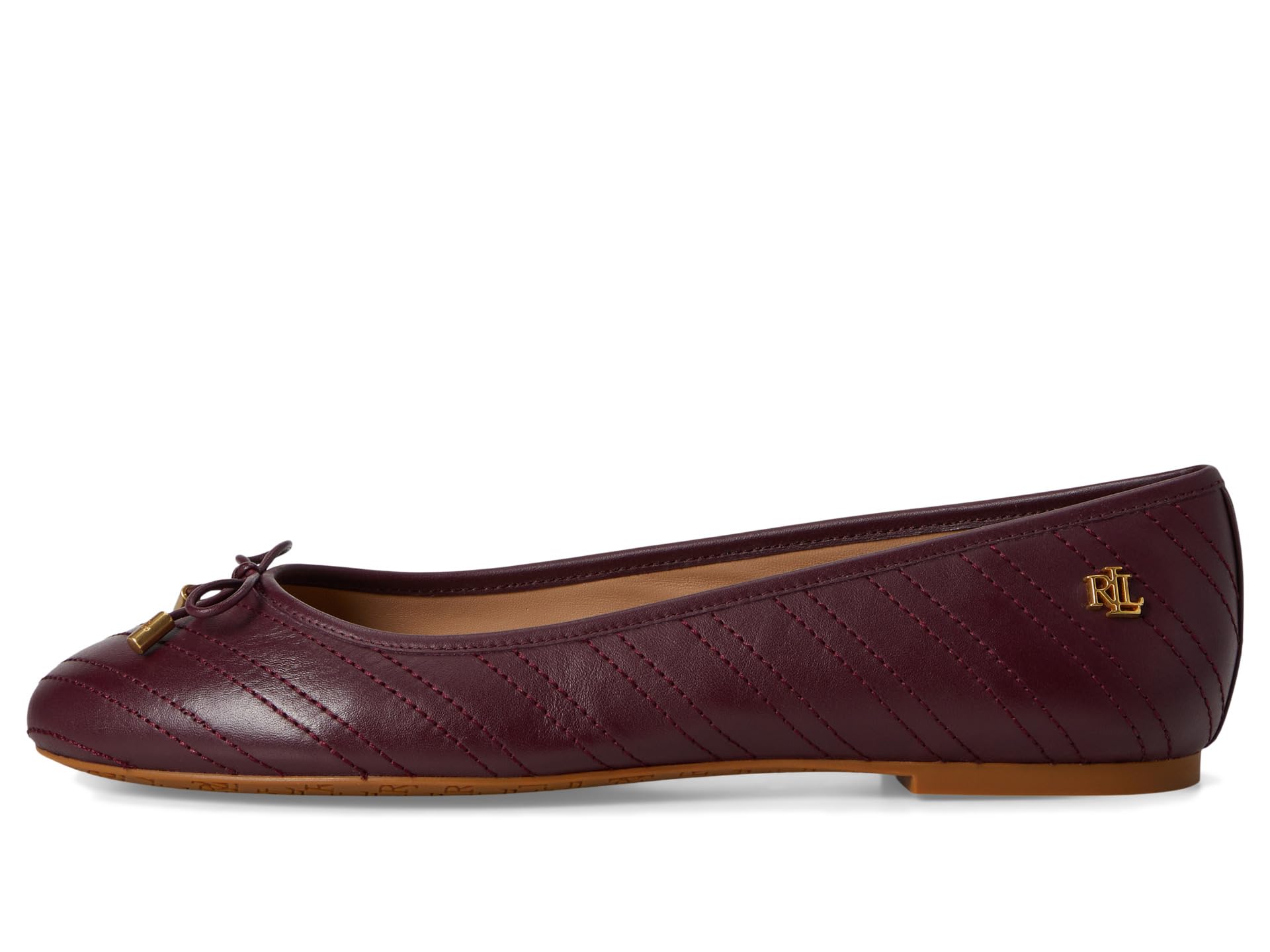 Балетки Lauren Ralph Lauren Jayna Stitched Leather Flat, Pinot Noir/Pinot Noir — фото 4
