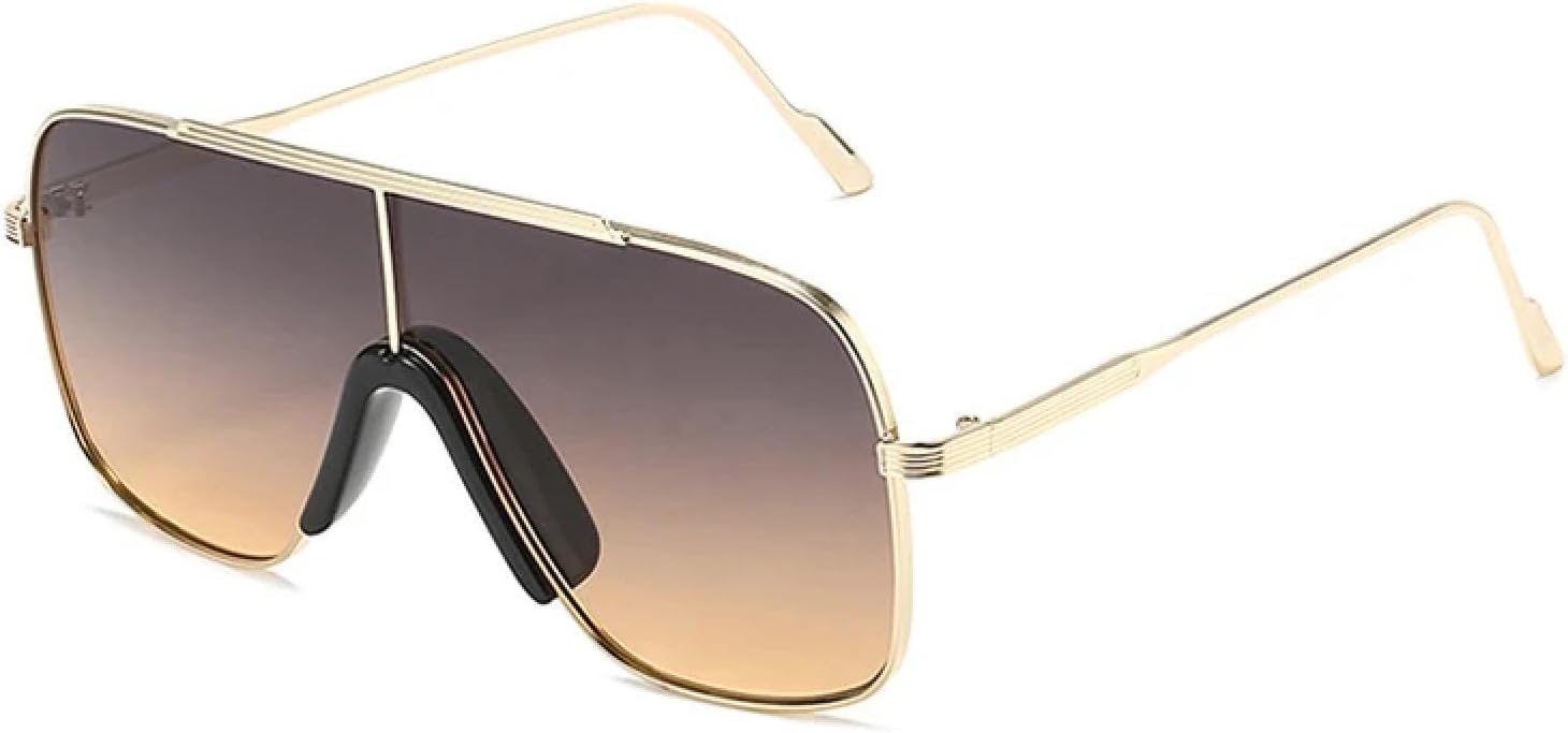 

Модные солнцезащитные очки с цельными линзами для женщин и мужчин, стильные панк-очки, для активного отдыха, вождения, защита от УФ-излучения UV400 TKKTLLT, Gold Gray Yellow