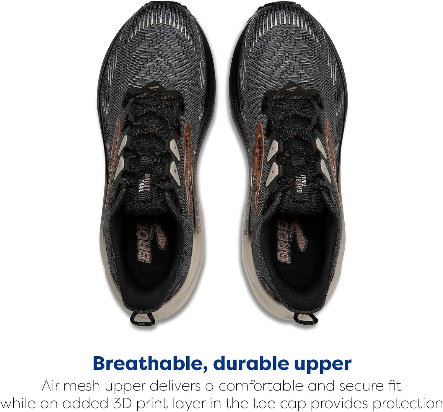 Мужские кроссовки Brooks Ghost Trail, универсальная обувь для бега по пересеченной местности, черный — фото 4