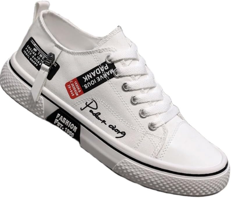 

Мужские кеды большого размера с низким верхом из канвы - дышащие и модные спортивные кэжуал туфли Hoalox, белый