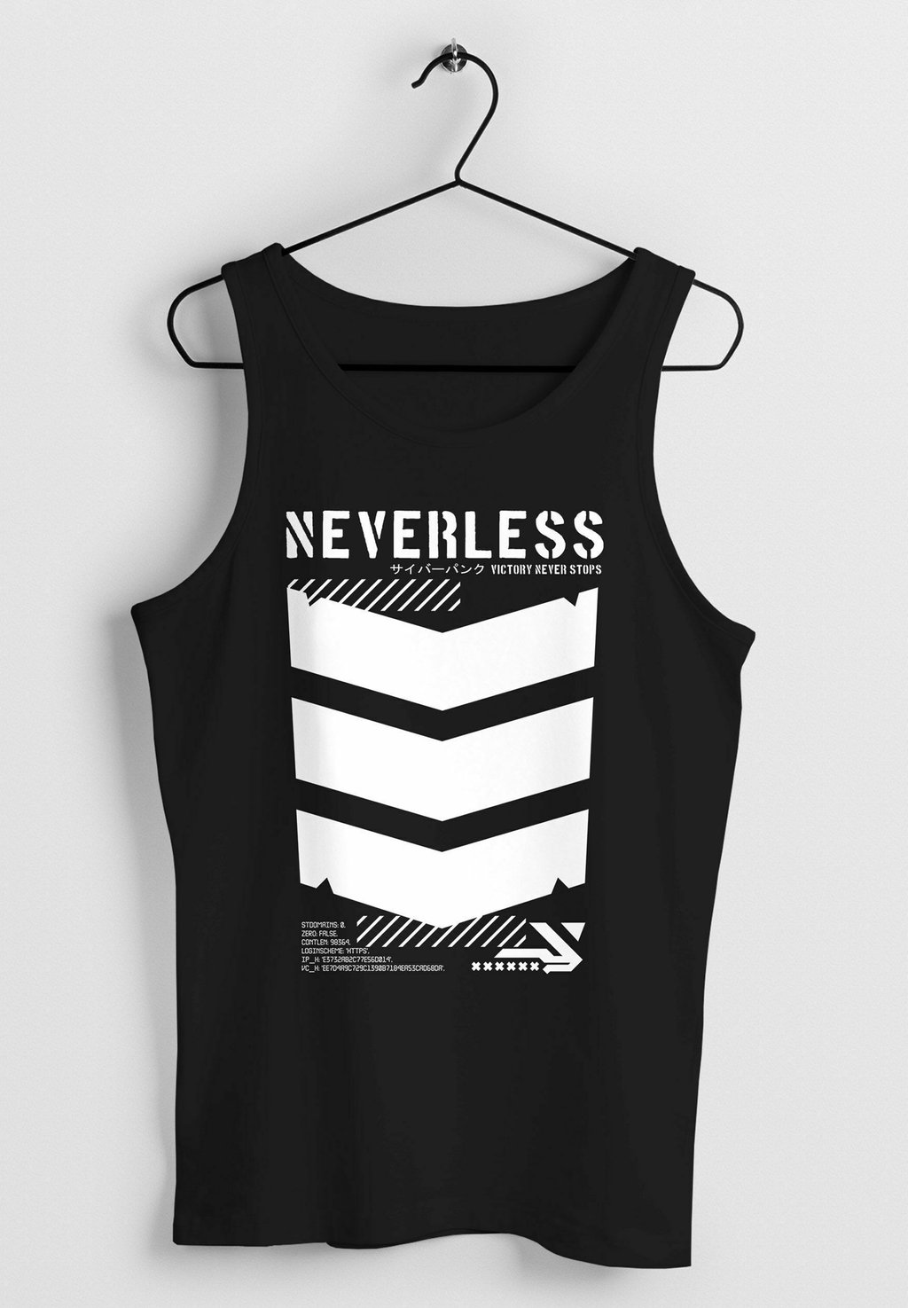 

Топ TANK TECHWEAR TREND MOTIVE JAPANESE STREETSTYLE MILIT Neverless, черный металлик