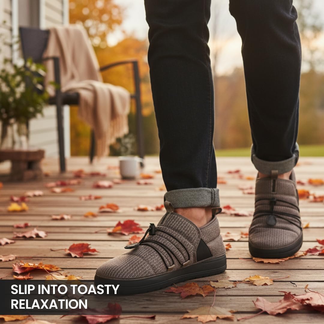 Мужские тапочки Northside Rainier Mid Camp - стеганые домашние и уличные тапочки с подошвой из пены EVA, мягкой подкладкой и высоко сцепляющей подошвой, водоотталкивающая уютная обувь — фото 3