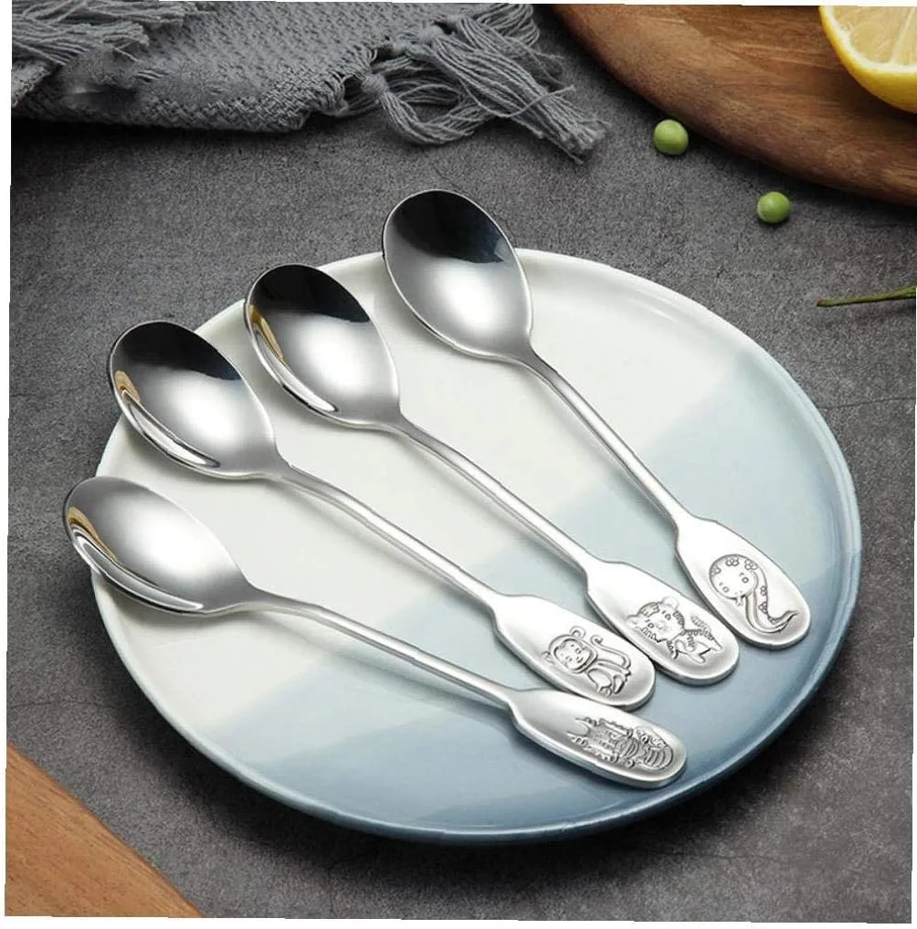 Ложка кухонная Random Art Cartoon Kids Spoon Symbolic Animals, нержавеющая сталь, длинная ручка Case Cover — фото 4
