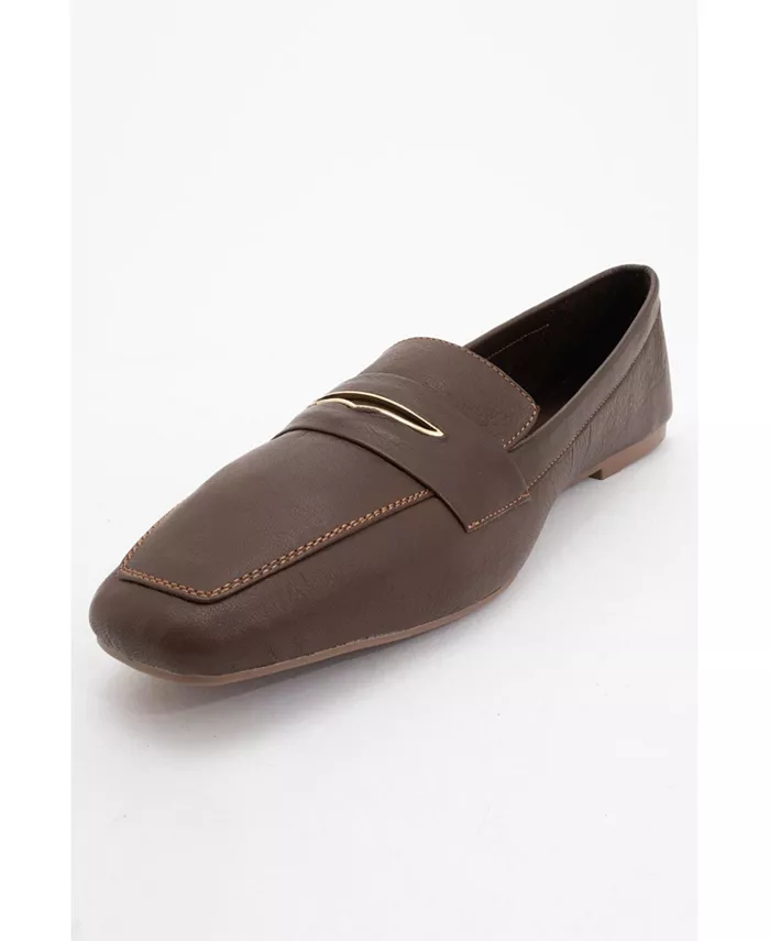 Иридесса Кожаные Лоферы на Плоской Подошве (Женщины) Forever & Always Shoes, коричневый — фото 4