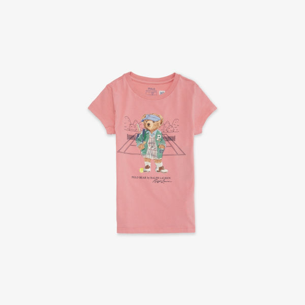 

Мальчиковая футболка с медведем из хлопкового джерси Polo Ralph Lauren, цвет faded peony