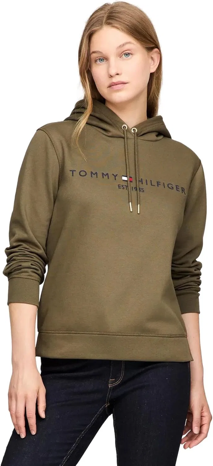 Худи женское с логотипом Tommy Hilfiger, цвет Army Green