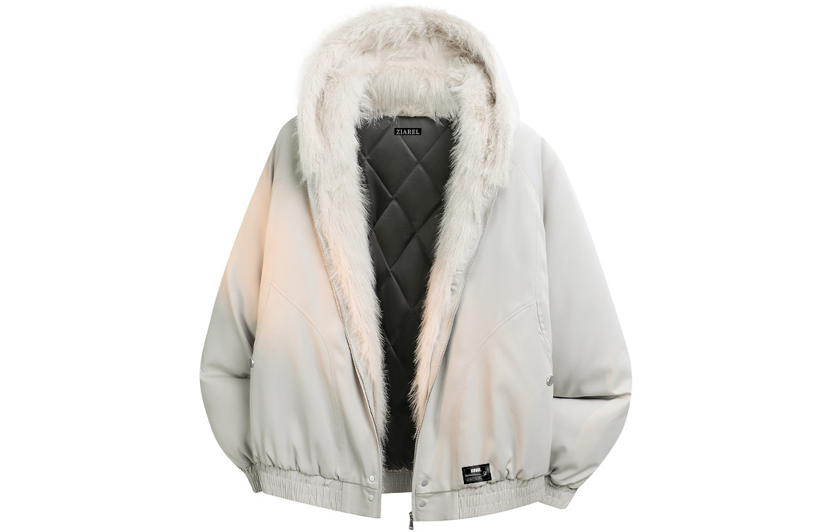 

Пуховик Unisex Hooded Thickened ZIAREL, светло-серый[removable logo]