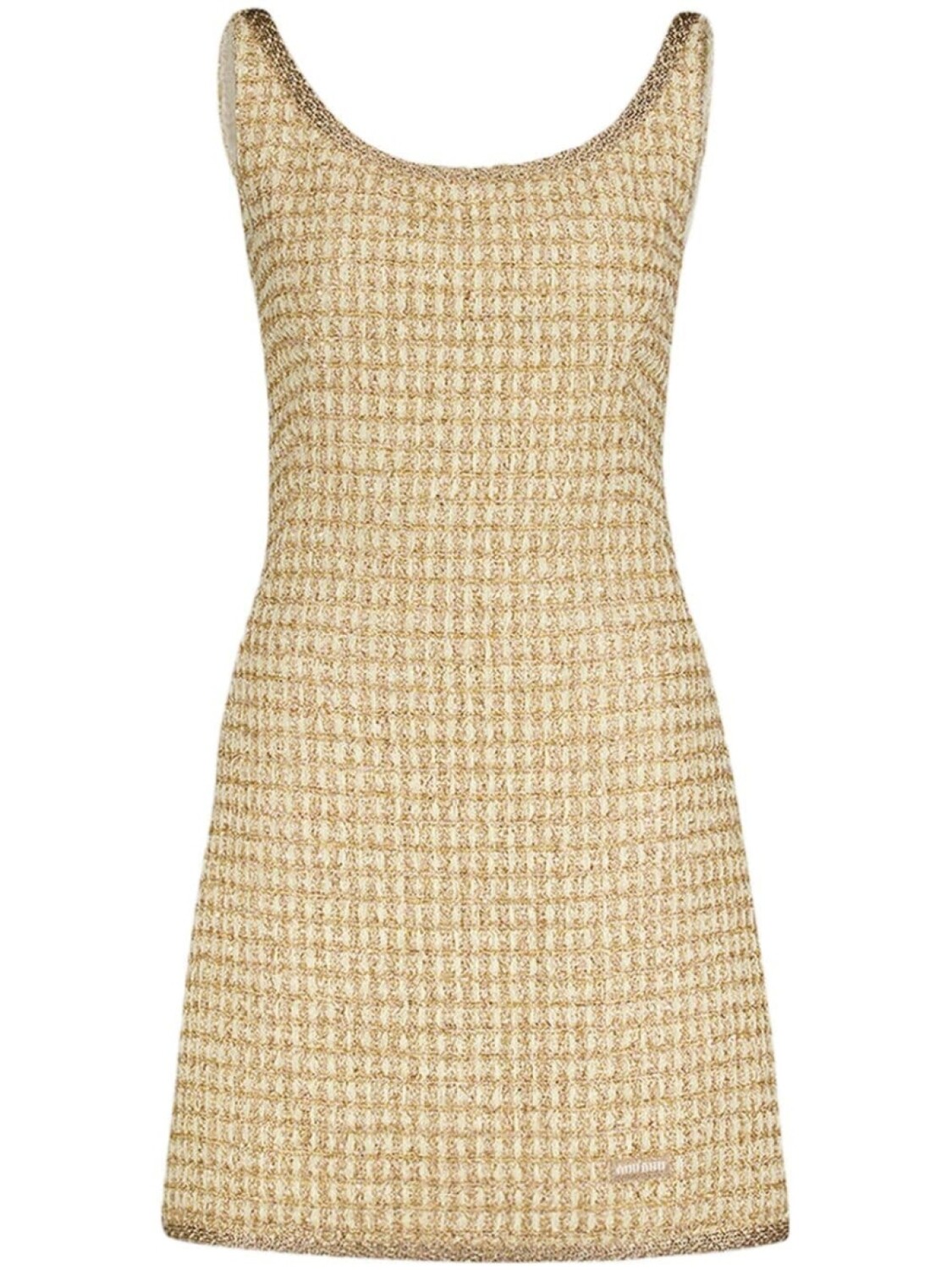 

Мини-платье с логотипом Miu Miu, нейтральный цвет