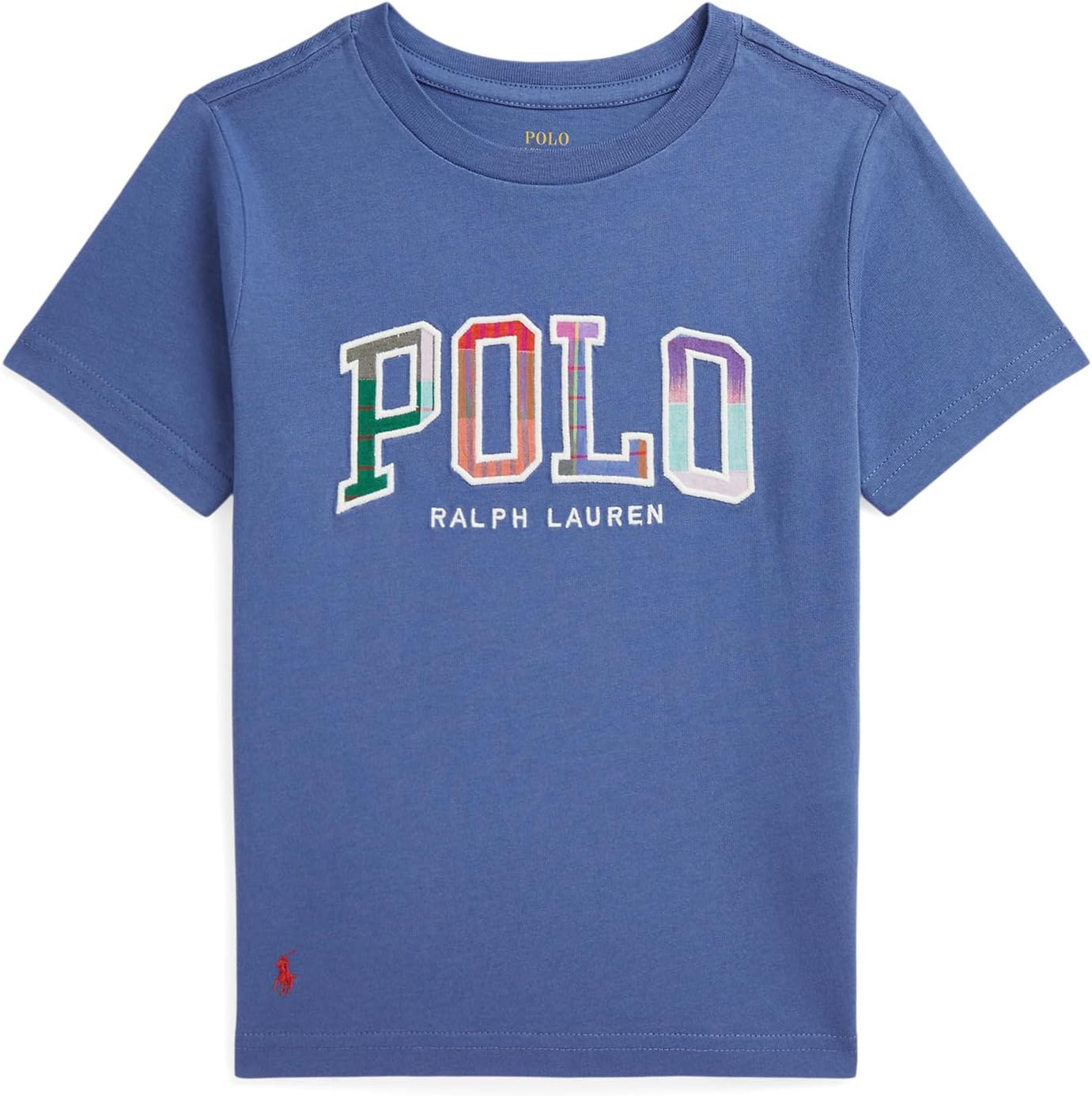 

Футболка из хлопкового джерси с логотипом Madras Polo Ralph Lauren Kids, Blue Heaven