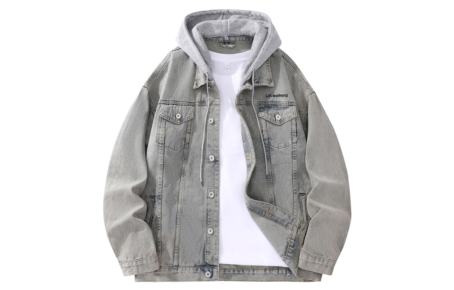 

LA'T.WEEKEND Джинсовая куртка осенняя унисекс, Yellow Mud Hooded