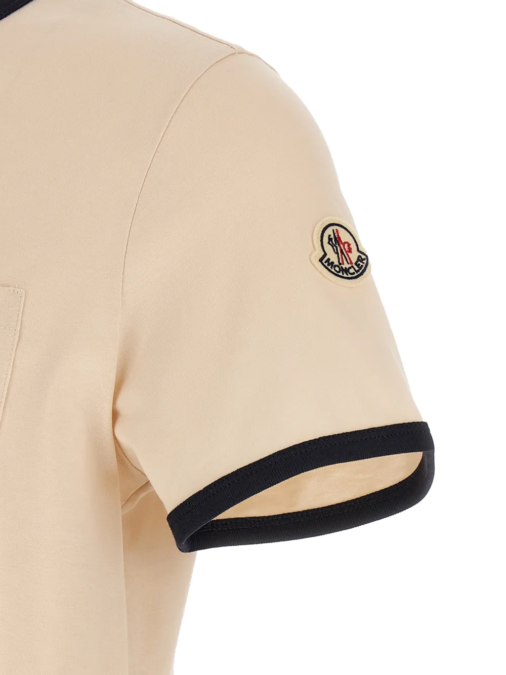Хлопковая футболка с вышитым логотипом Moncler, нейтральный — фото 4