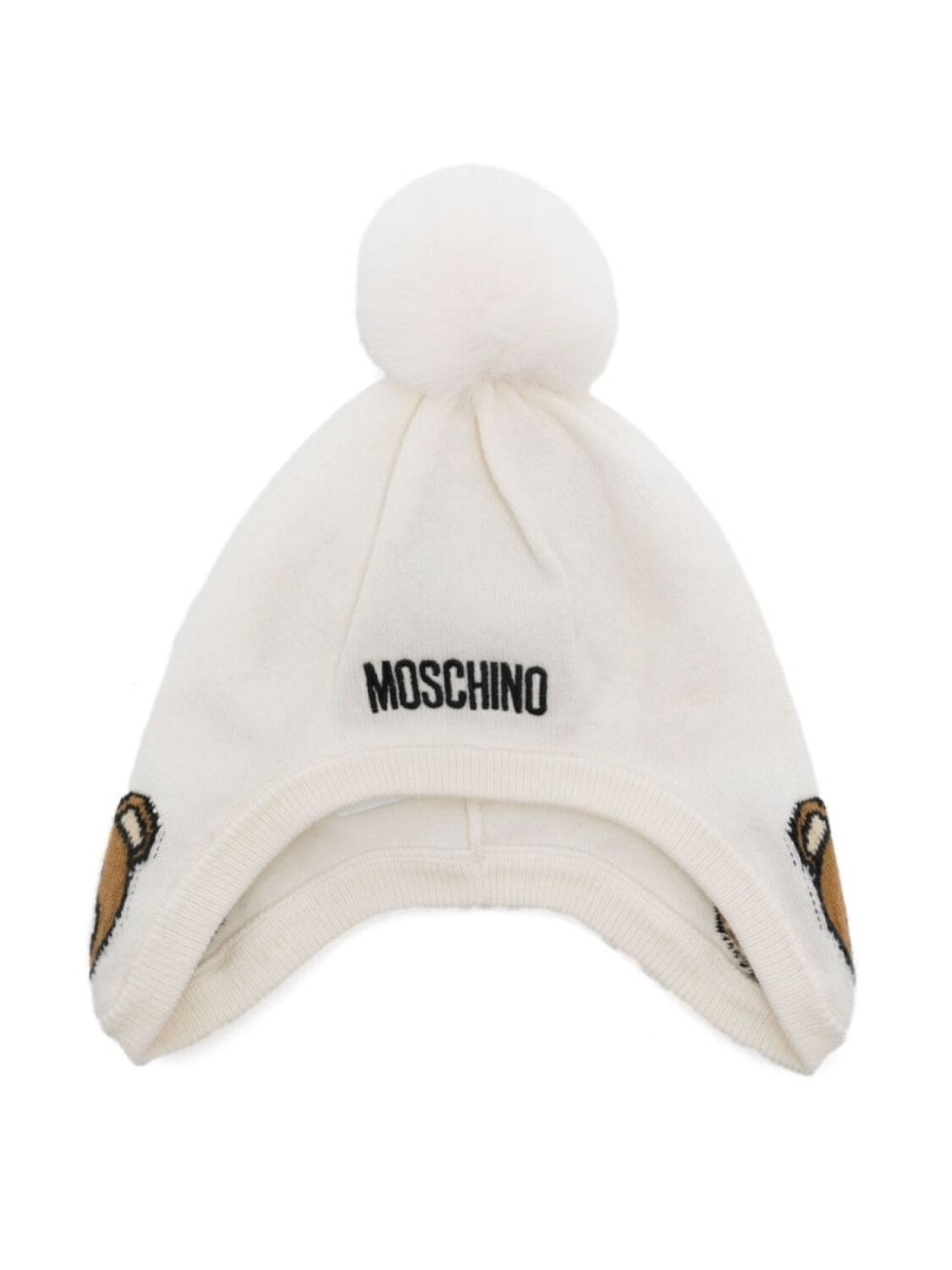 

Moschino Kids шапочка с помпонами, белый
