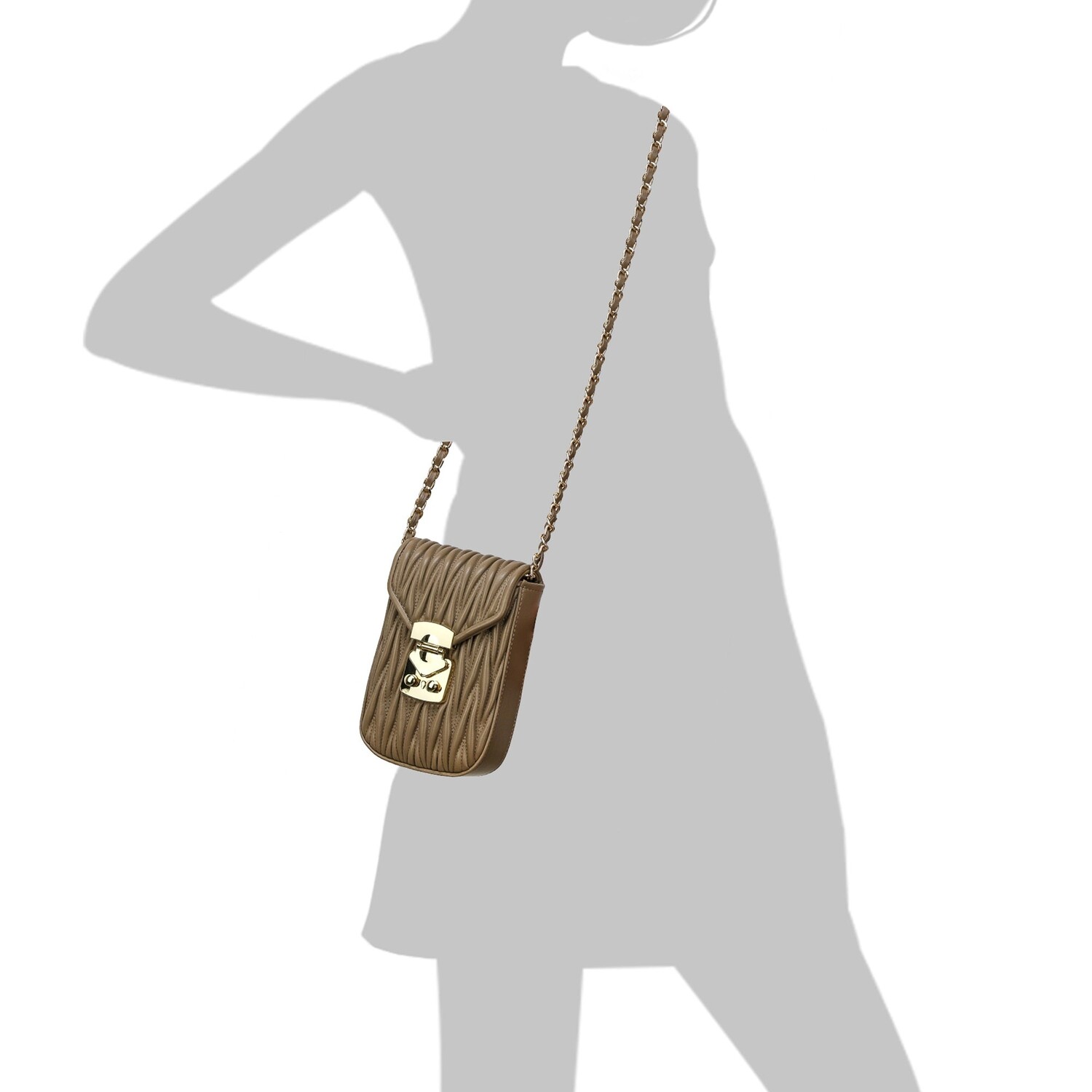 

Кожаная сумка для телефона Tiffany & Fred из овчины, цвет Khaki-Brown