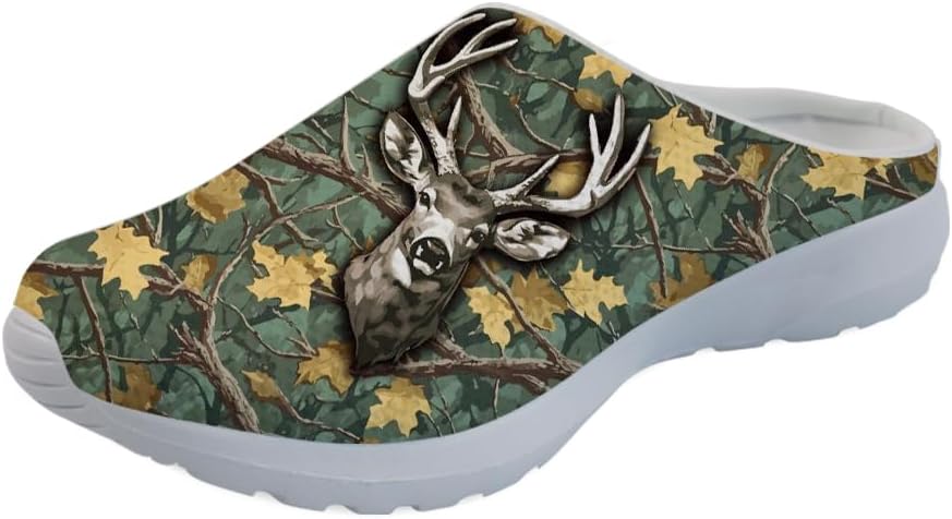 

Кроссовки-сабо Forchrinse с гавайской пальмой для мужчин и женщин, открытая пятка, легкие, дышащие, для дома, работы и спортзала, Hunting Deer