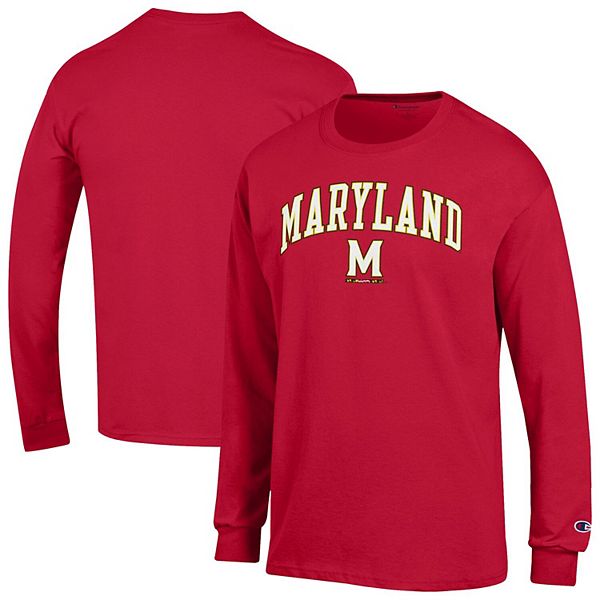 

Мужская красная футболка с длинным рукавом Maryland Terrapins arch over logo Champion