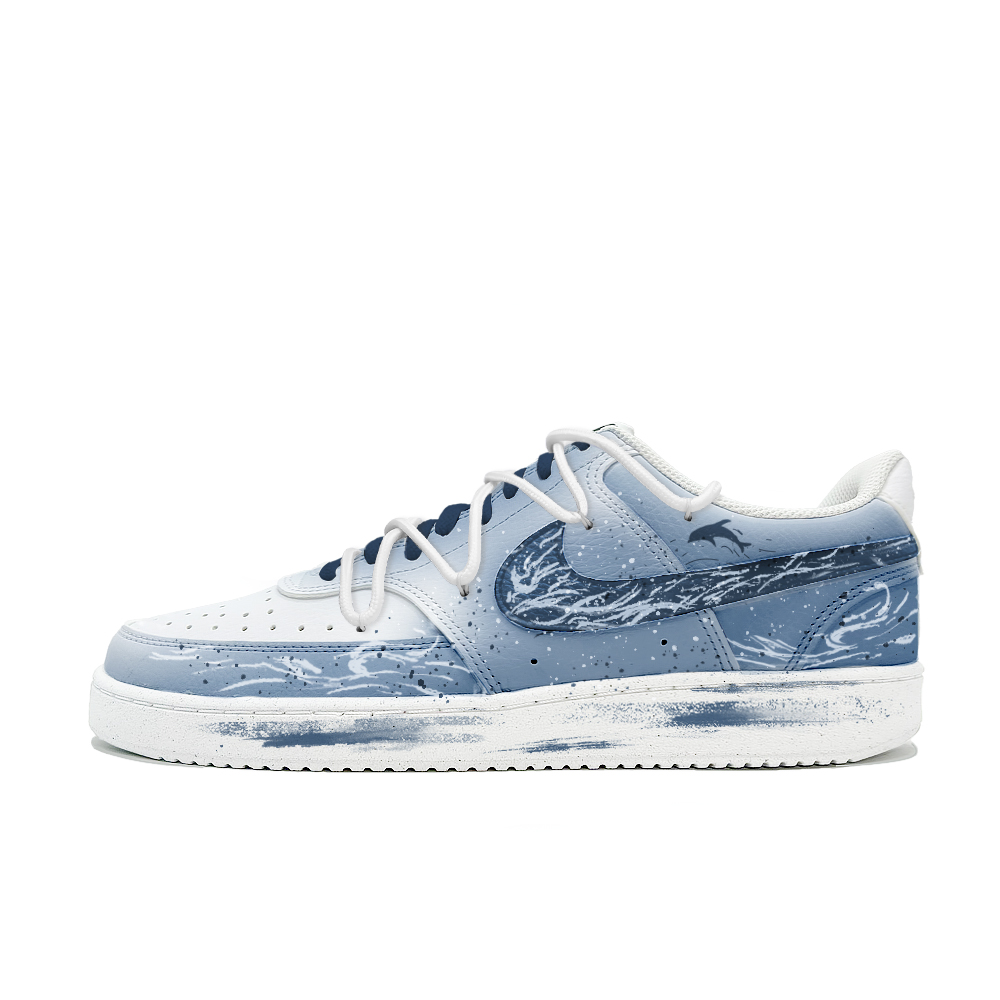 

Nike Кроссовки Court Vision 1 Tide Spirit Tide с амортизацией, износостойкие, низкие, для скейтбординга, мужские, синие