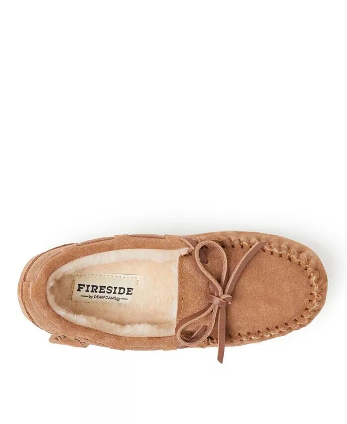 Тапочки-мокасины из натуральной овчины Dearfoams Little Girls Fireside By Parke, коричневый — фото 3