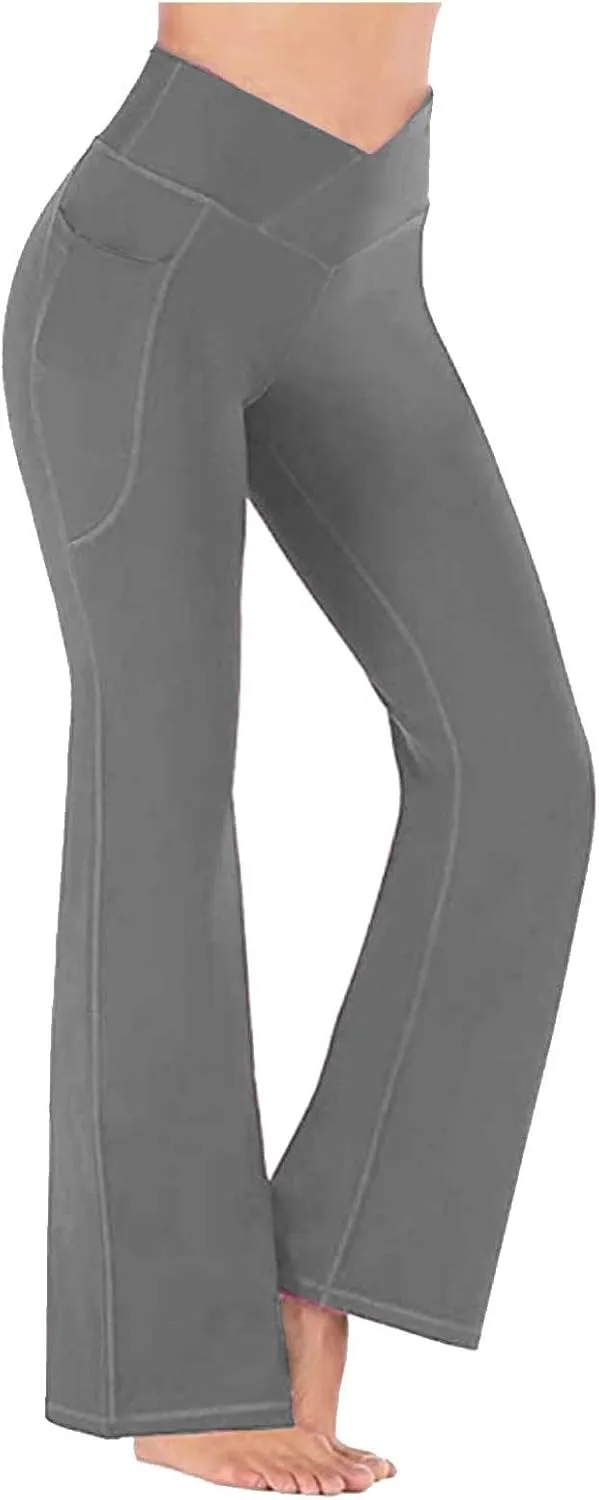 

Женские штаны для йоги с карманами, высокие, широкие Carydety