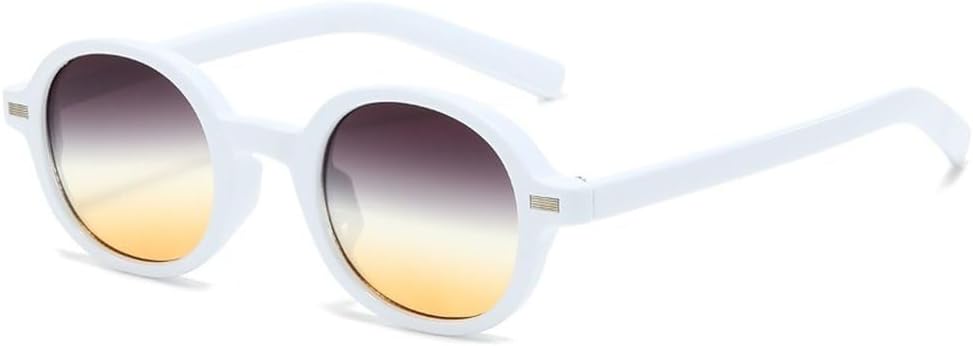 

Круглые солнцезащитные очки для женщин, модные, с прозрачными линзами с градиентом, защита от УФ-излучения UV400; мужские солнцезащитные очки в стиле ретро-панк с заклепками SKFGNX, White Grey Tea