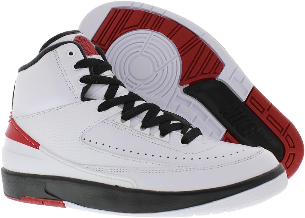 Кроссовки Retro Air Jordan 2 - White, Fire Red, Black, Sail, Cement Grey Nike, белый/черный/красный — фото 2