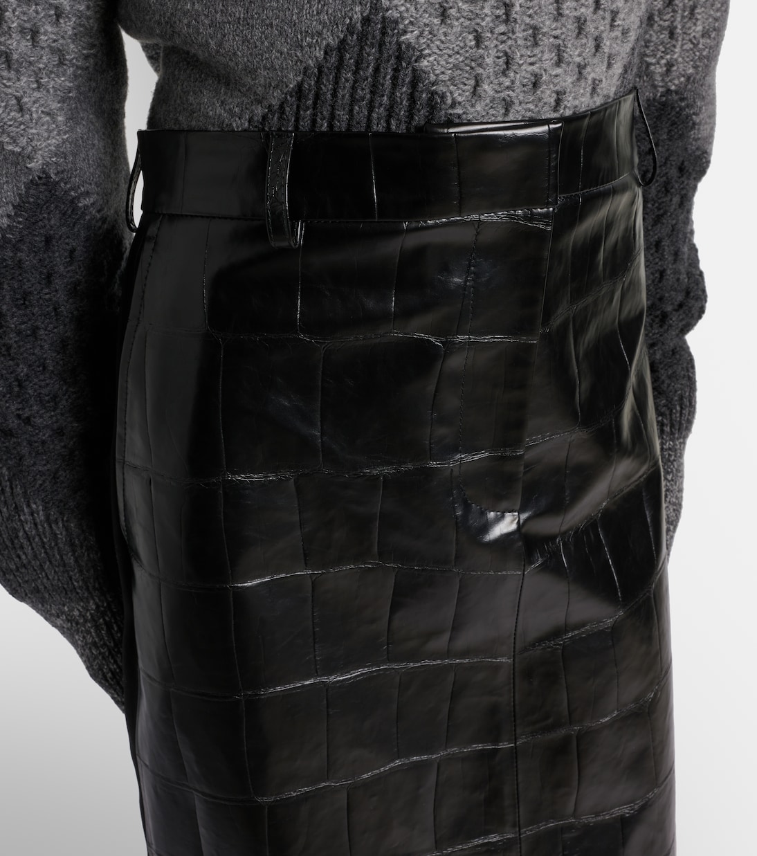 Юбка-карандаш из крокодиловой кожи Stella McCartney, черный — фото 4