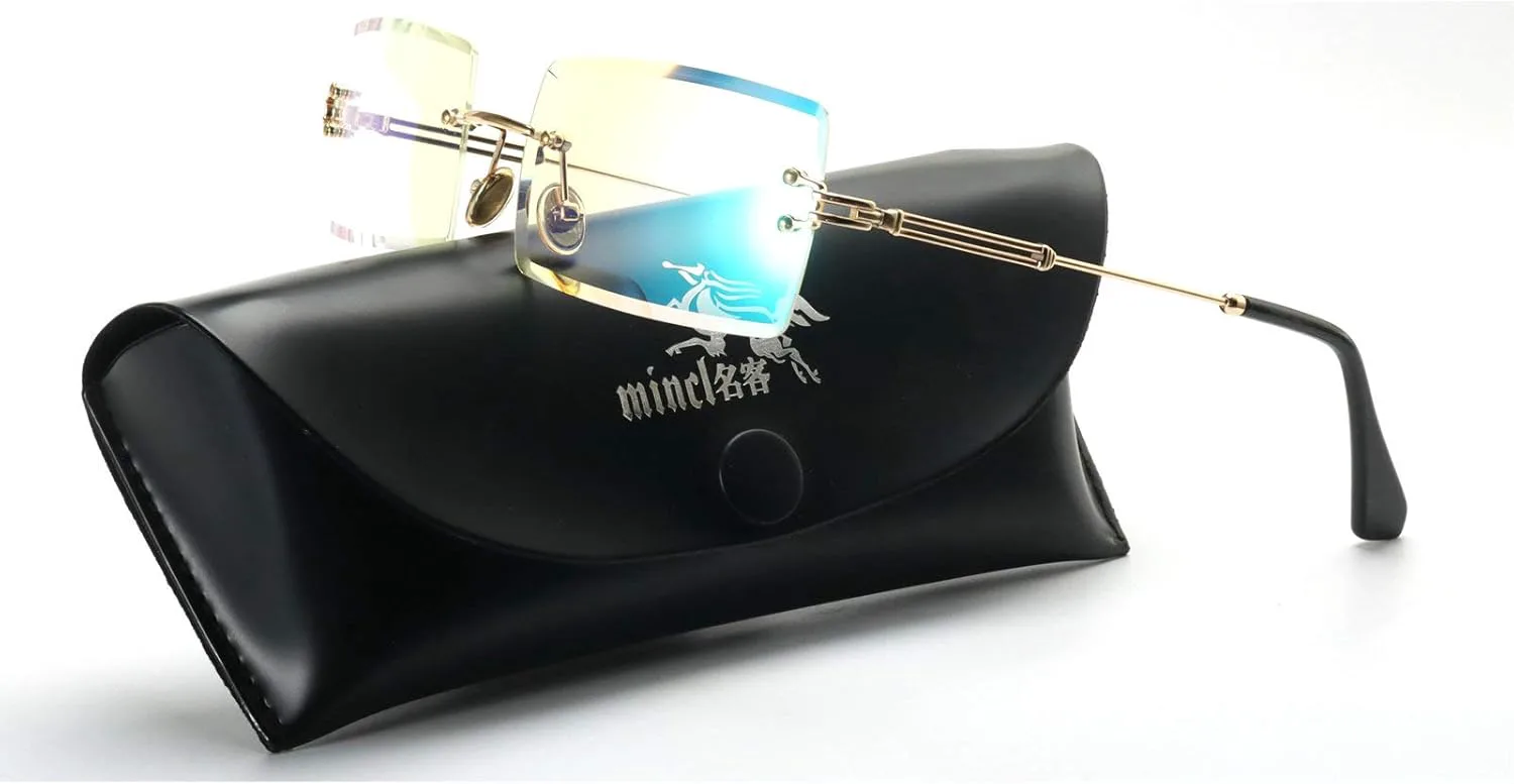 

mincl/Fashion Маленькие прямоугольные солнцезащитные очки для женщин, ультралегкие, конфетного цвета, без оправы, цвет «океан», 2pcs-pink Mirror&green Mirror