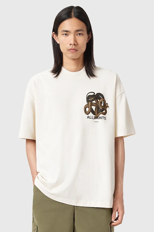 

Хлопковая футболка RETICULATE Allsaints, бежевый