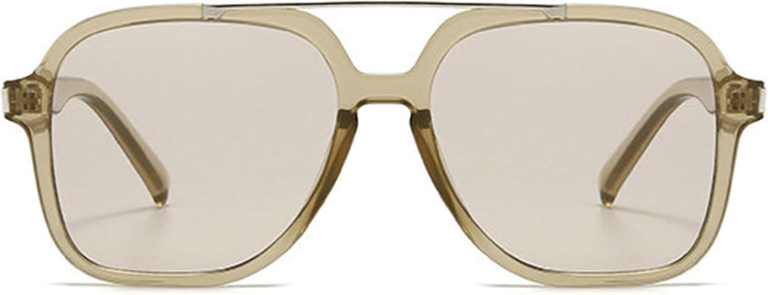 

Willochra Модные солнцезащитные очки большого размера с квадратной оправой и двойной перемычкой для женщин, защита от УФ-излучения UV400, ретро-заклепки, солнцезащитные очки для мужчин, темно-зеленые, C4