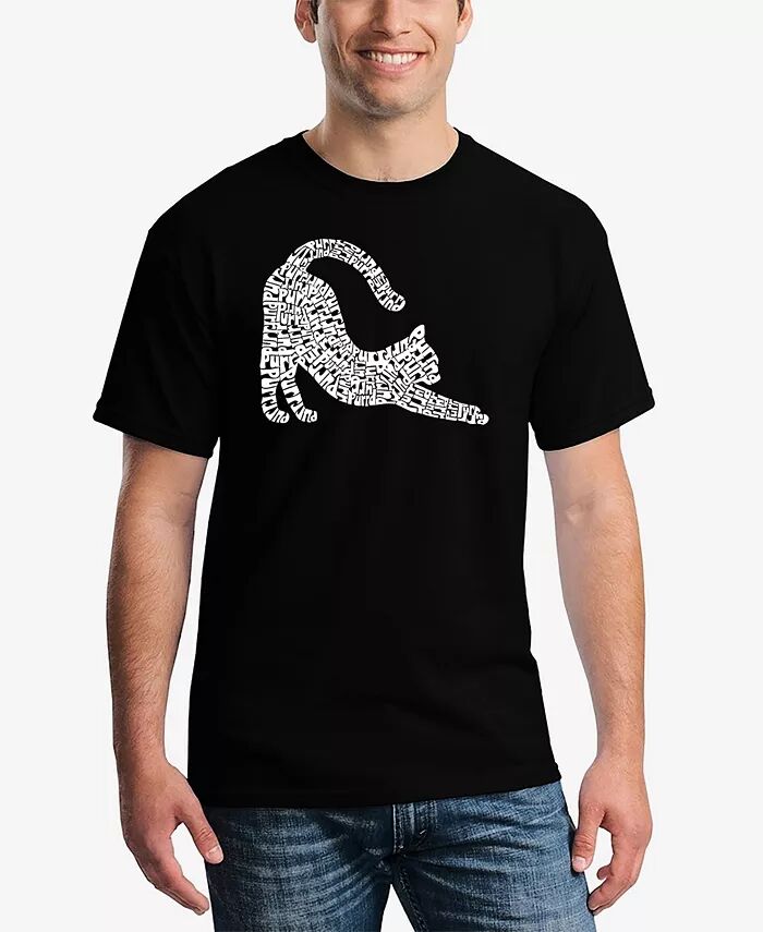 

Футболка мужская Stretching Cat Word Art LA Pop Art, черный
