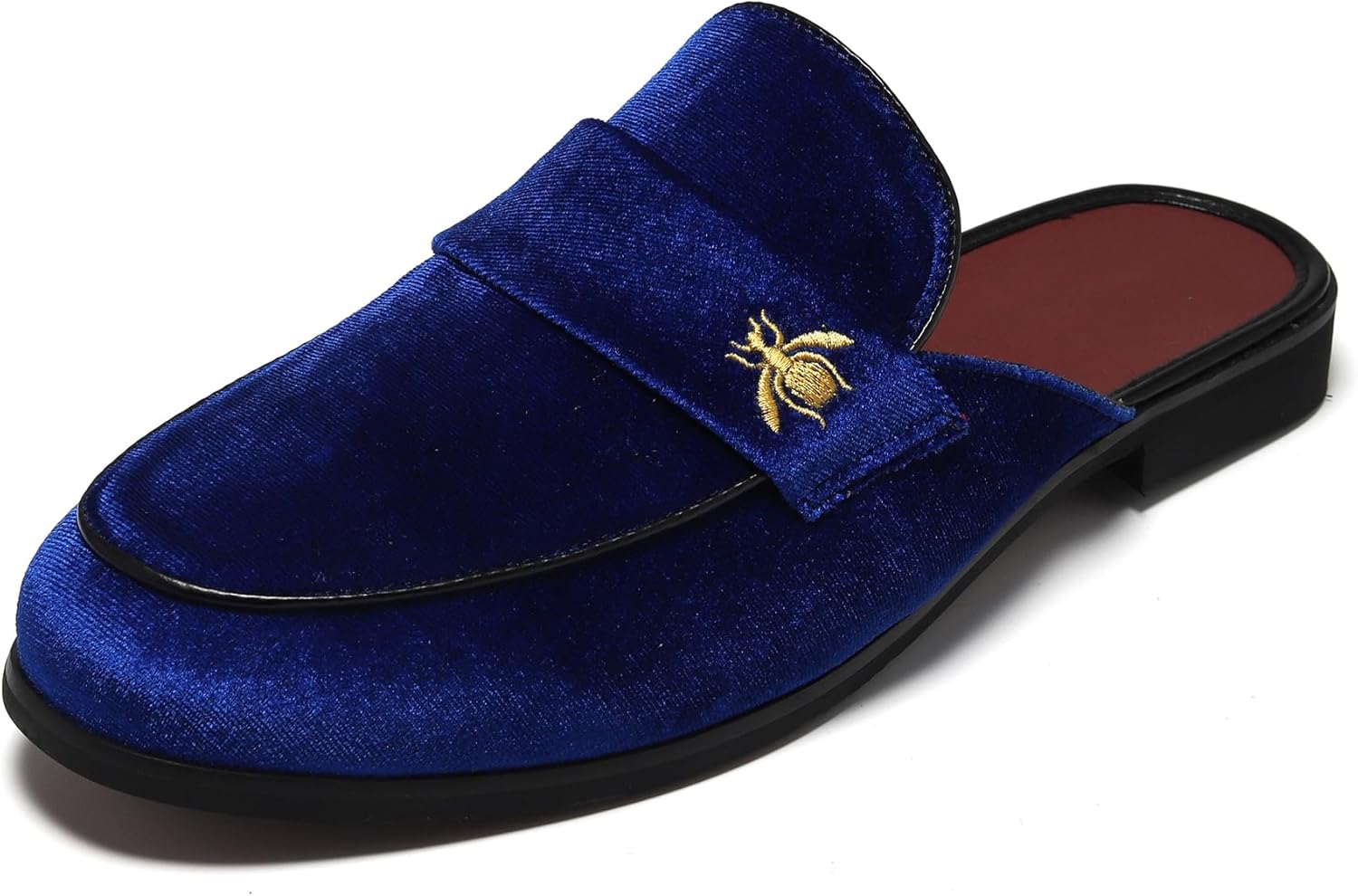 

Мужские тапочки YYQL с поддержкой свода стопы, вышитые кожаные сандалии для мужчин, домашние шлепанцы с противоскользящей резиновой подошвой для дома и улицы, размеры 7-13, синий