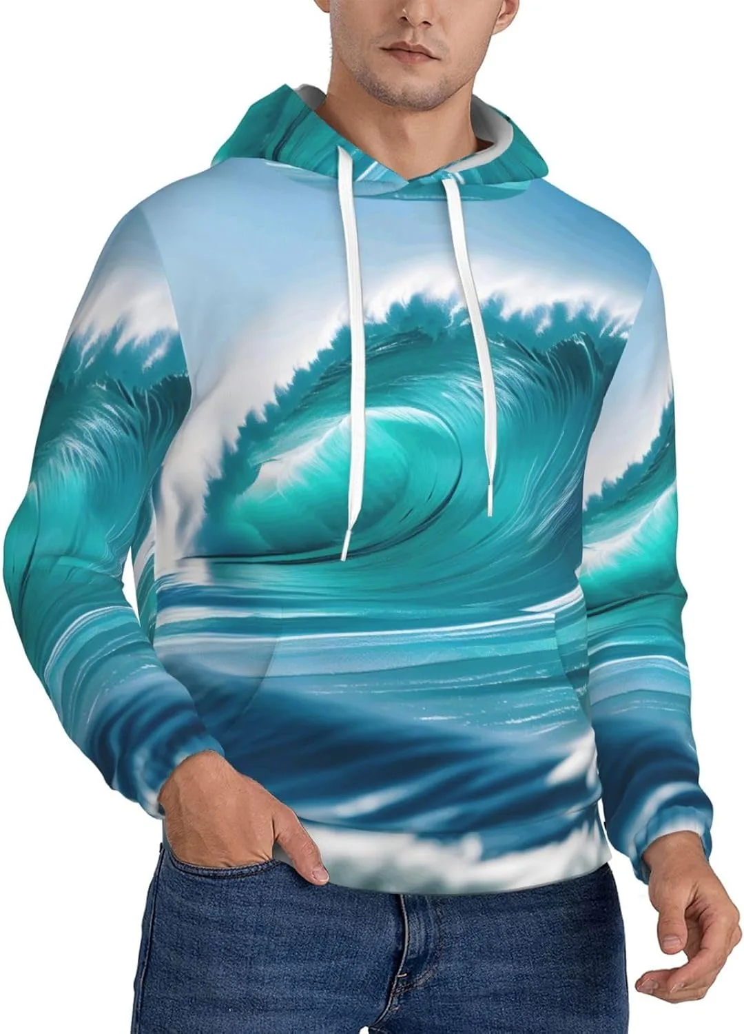 

Толстовка с капюшоном BaerK мужская, флисовая, с принтом Clear Sky Wave