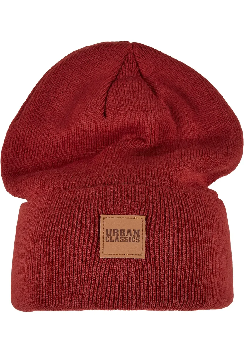 

Шапка URBAN CLASSICS " Urban Classics Unisex Synthetic Leatherpatch Long Beanie" (1 шт.), цвет Burgundy