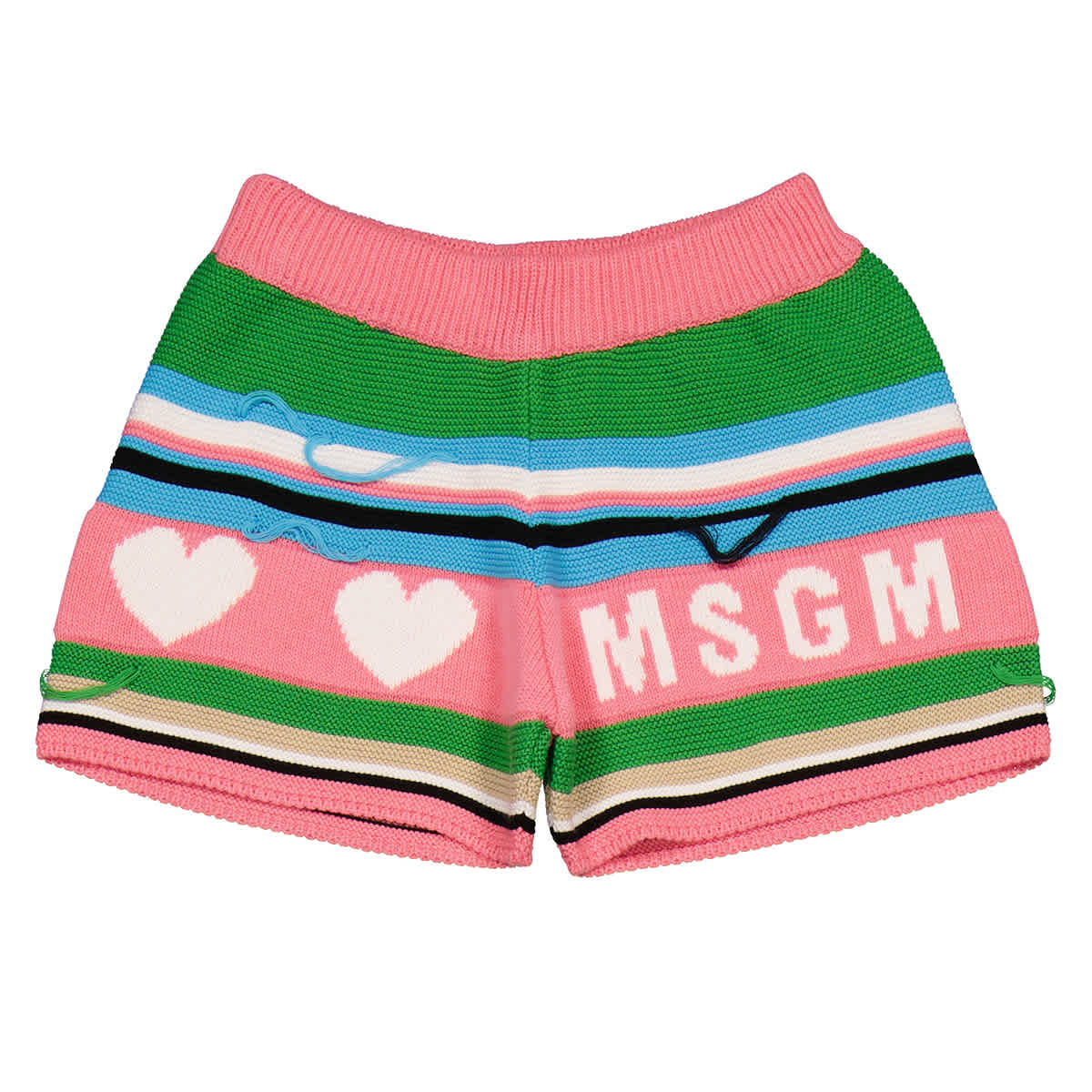 

MSGM Девочки Полосатый Логотип Потертые Трикотажные Шорты, розовый