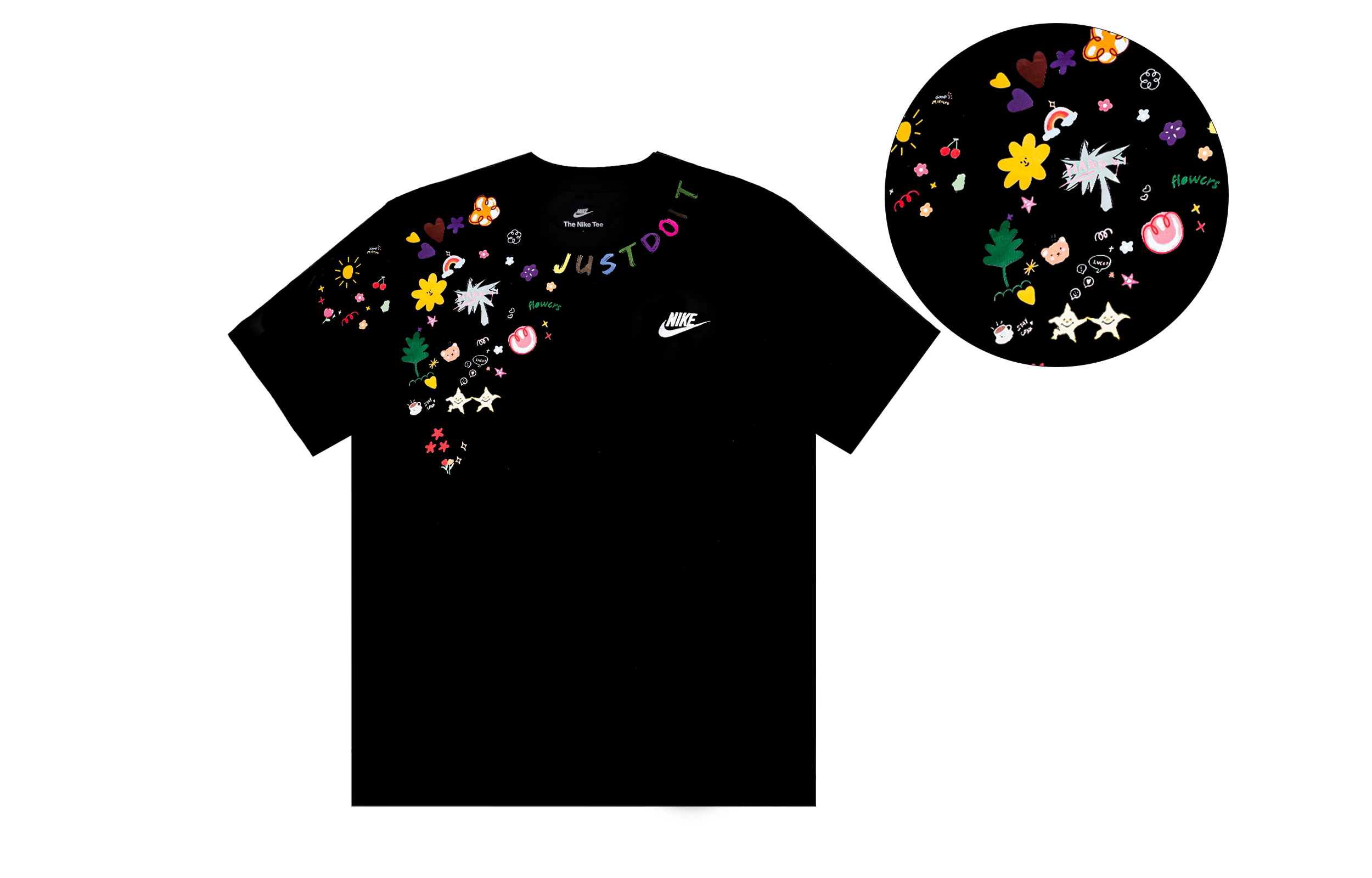 Nike Футболка Unisex Handmade Remake Sunshine Star Dream Print черная — фото 2