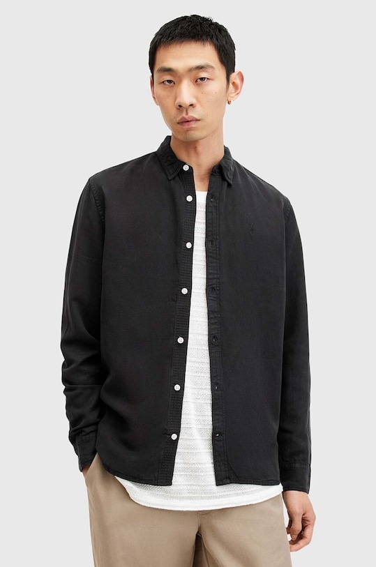 

Рубашка с добавлением льна LAGUNA LS SHIRT Allsaints, черный