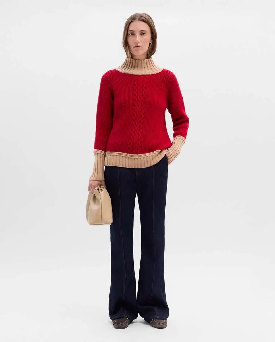 

Женский свитер с воротником-трубой Simorra, красный