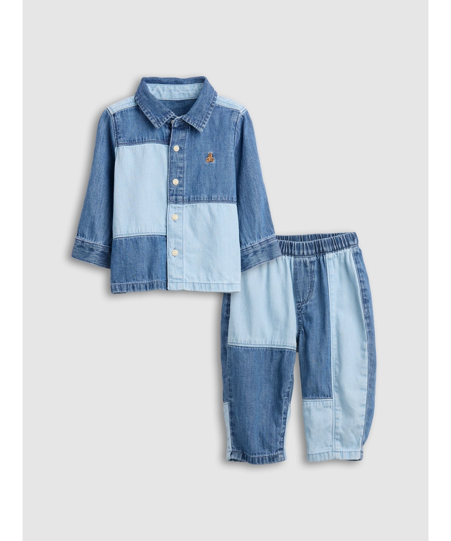 (К) Двухцветный джинсовый комплект одежды (для малышей) GAP, TRUE_INDIGO_COLORBLOCK