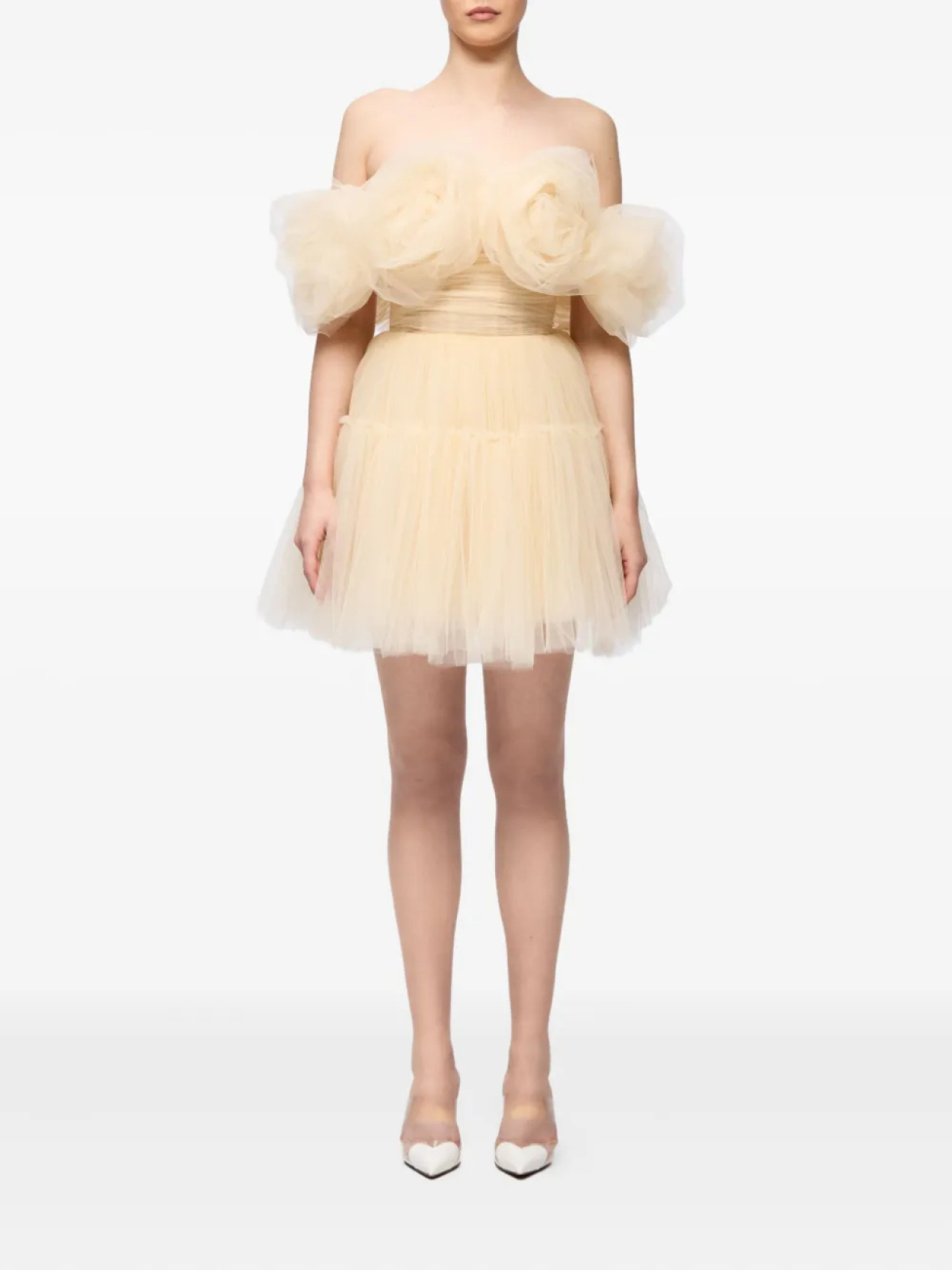 

Платье с открытыми плечами и оборками Ana Radu, нейтральный