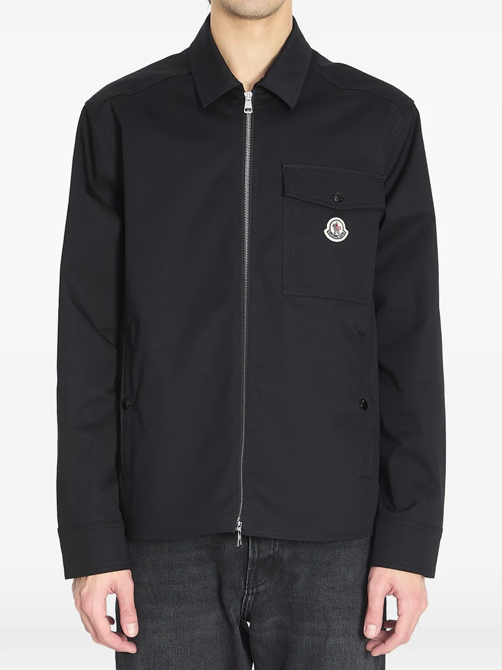 

Рубашка из хлопка с карманом на молнии Moncler, черный