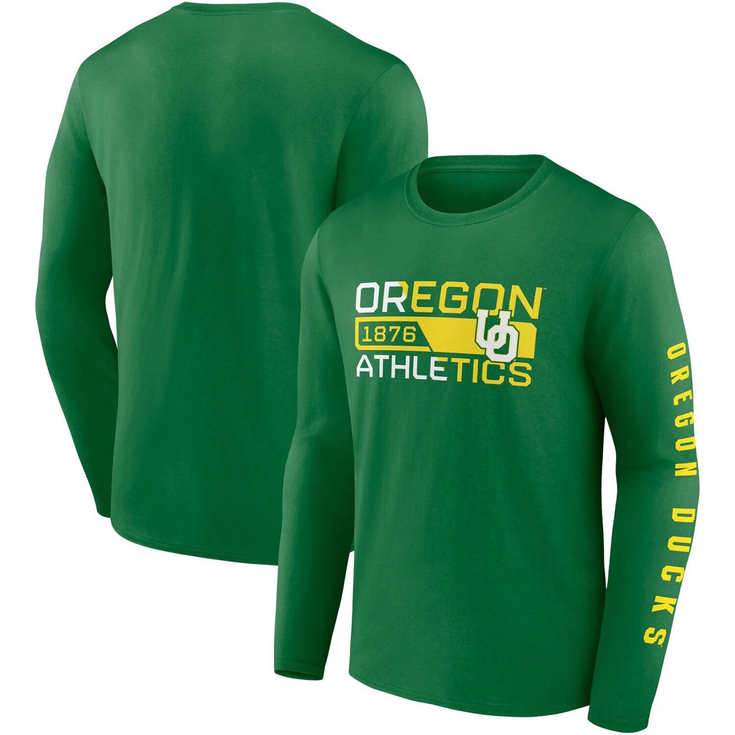 

Мужская зеленая футболка с длинным рукавом с фирменным логотипом Oregon Ducks для прыжков в длину с двумя ударами Fanatics, Зеленый, Мужская зеленая футболка с длинным рукавом с фирменным логотипом Oregon Ducks для прыжков в длину с двумя ударами Fanatics