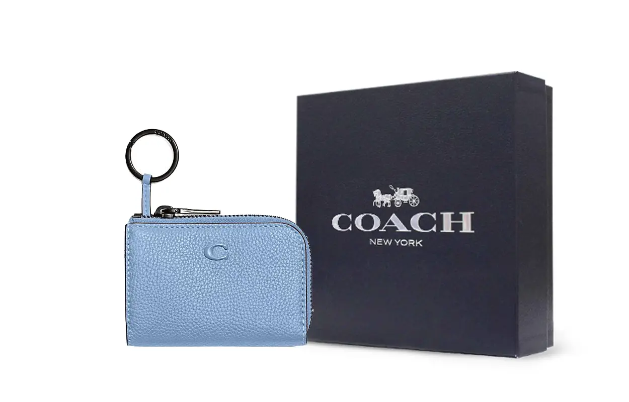 

COACH Ключница из коровьей кожи миниатюрная женская синяя