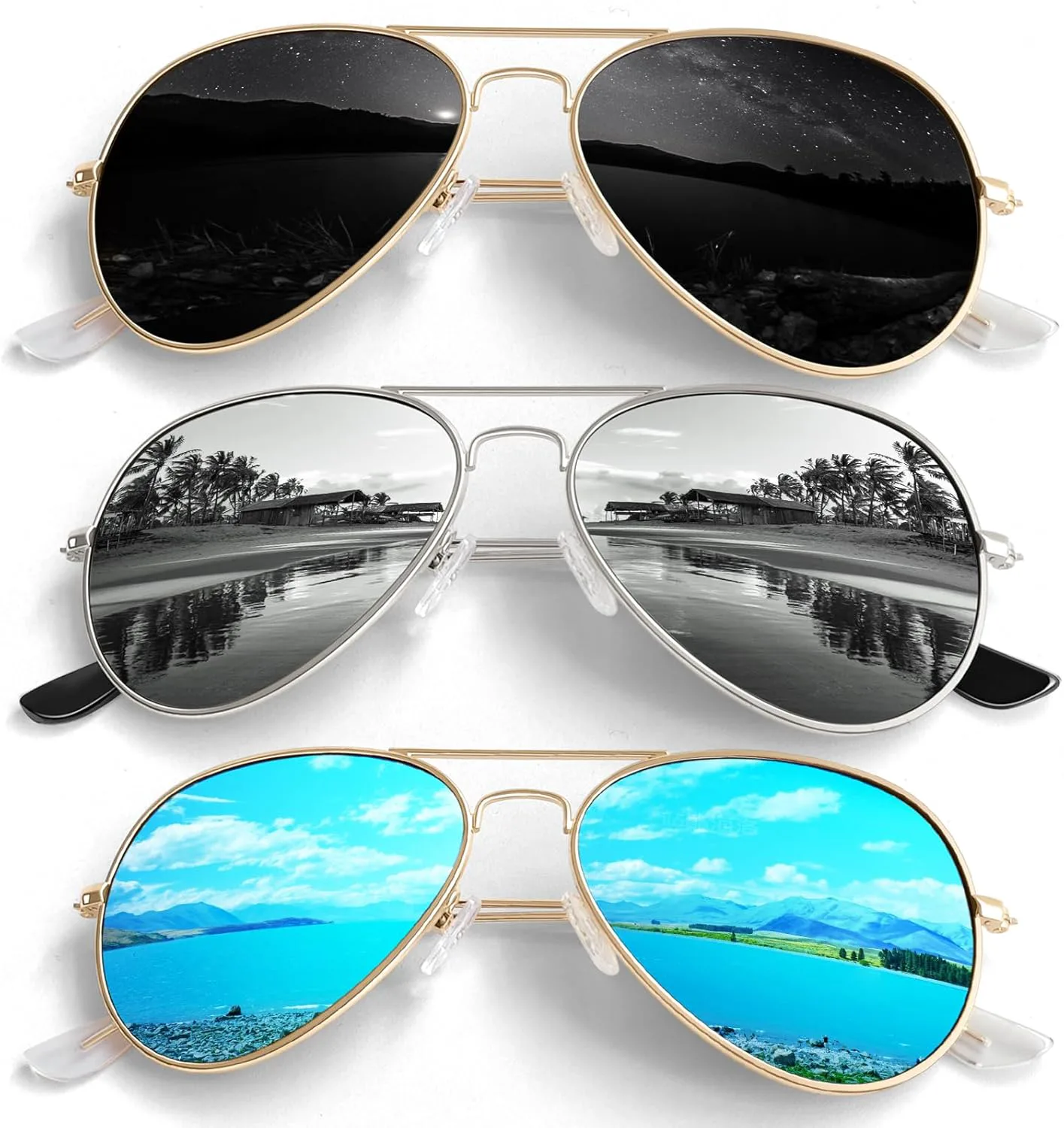 

Солнцезащитные очки «Пилот» для мужчин и женщин, легкая металлическая оправа, поляризованные, защита от УФ-излучения UV400 ANZIW, Gold Black/ Blue/ Silver