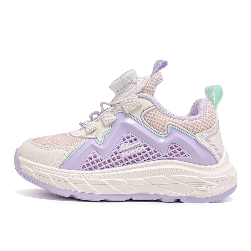 

Детские противоскользящие дышащие низкие кроссовки Warrior Purple Beige Kids