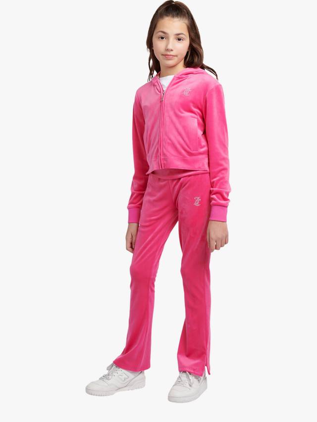 Детские велюровые джоггеры с отворотом Juicy Couture, Fuchsia Purple — фото 2