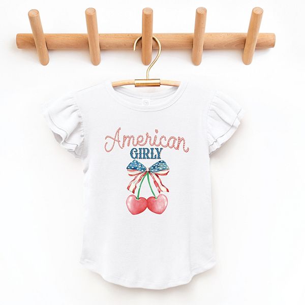 

Футболка American girly cherries coquette с рукавами-крылышками The Juniper Shop, White