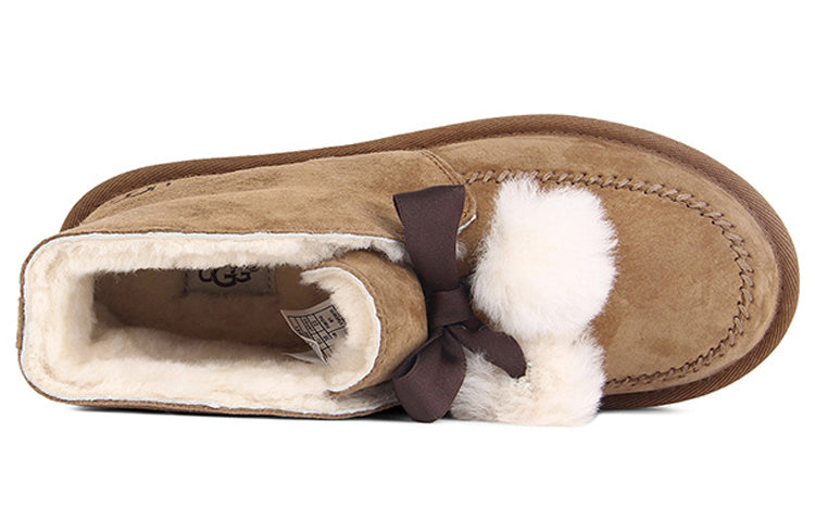 Ботинки зимние UGG WMNS Kallen Suede Moc Toe Pom Pom Slipper, коричневый — фото 4